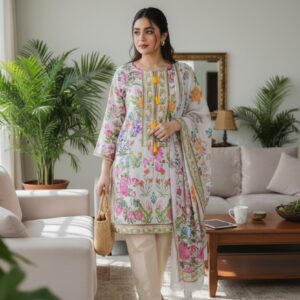 floral prints three piece lawn